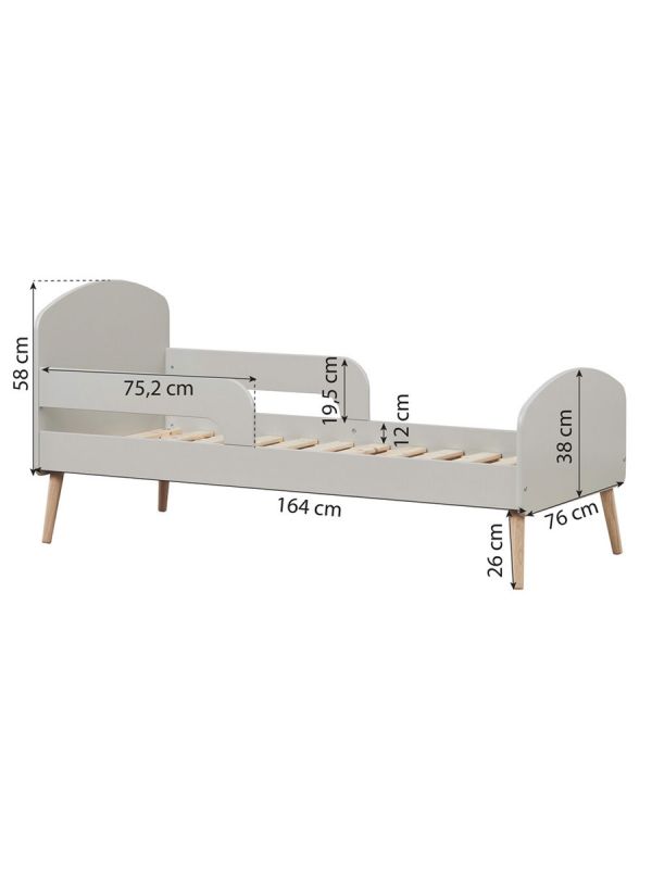 Hoppekids Blend Juniorsäng, 70 x 160 cm - grå