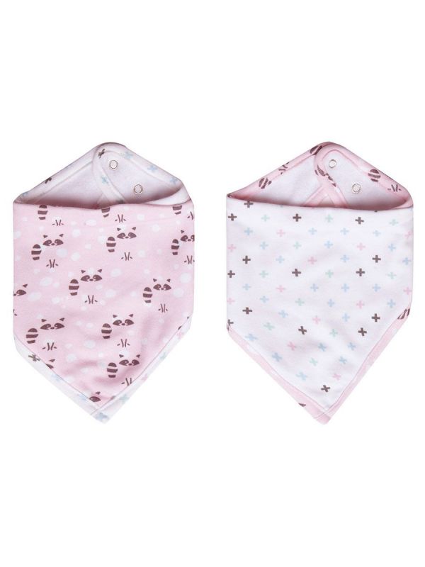 Luma - bandana haklapp 2-pack, pink raccoon