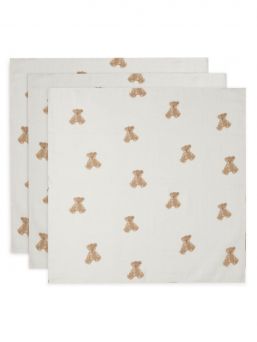 Bomullsmuslinset 3-pack - Teddy Bear