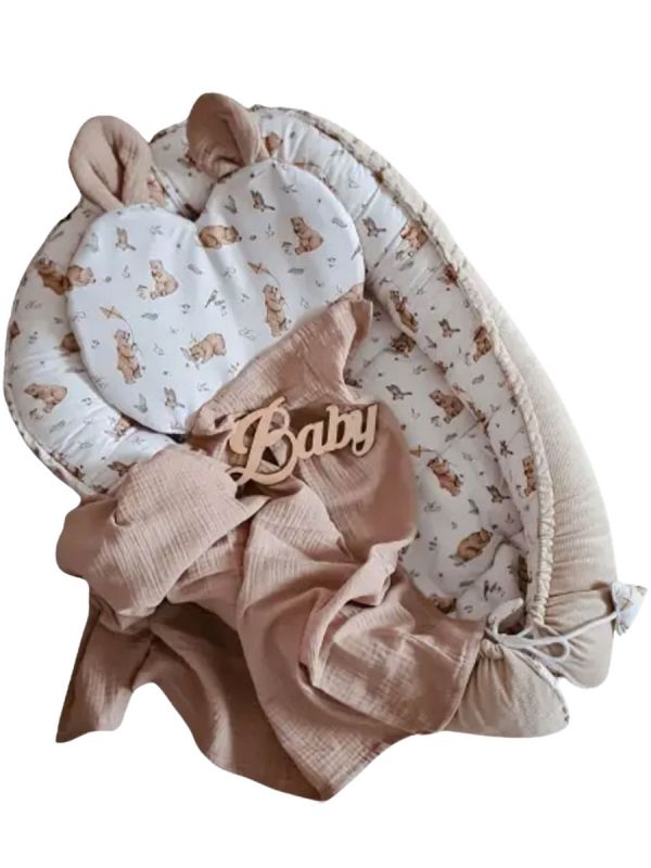 Babynest, bears velvet beige